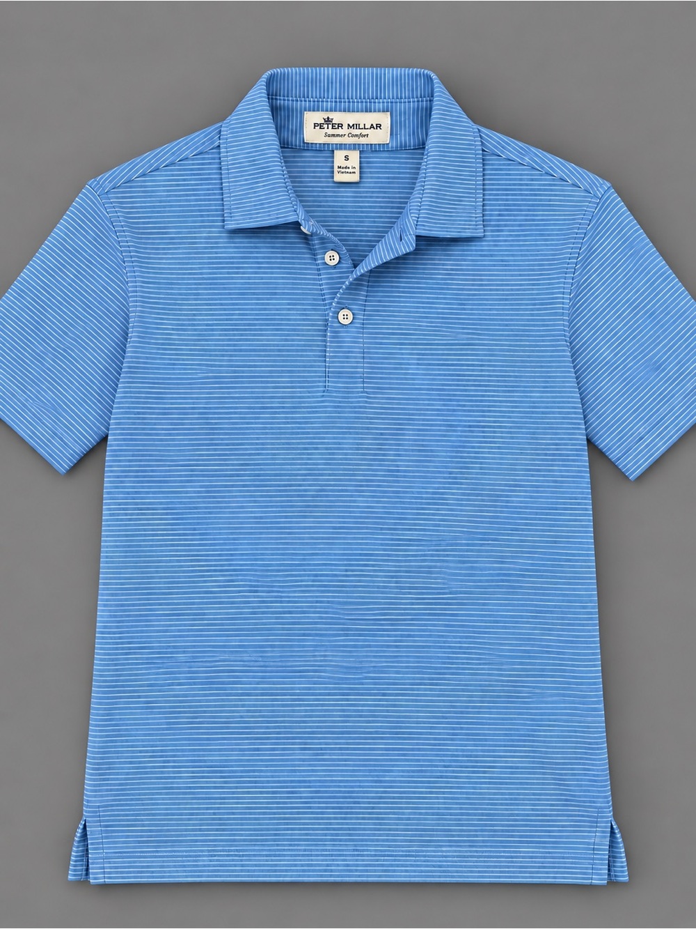 Peter Millar Light Blue Micro-Stripe Polo